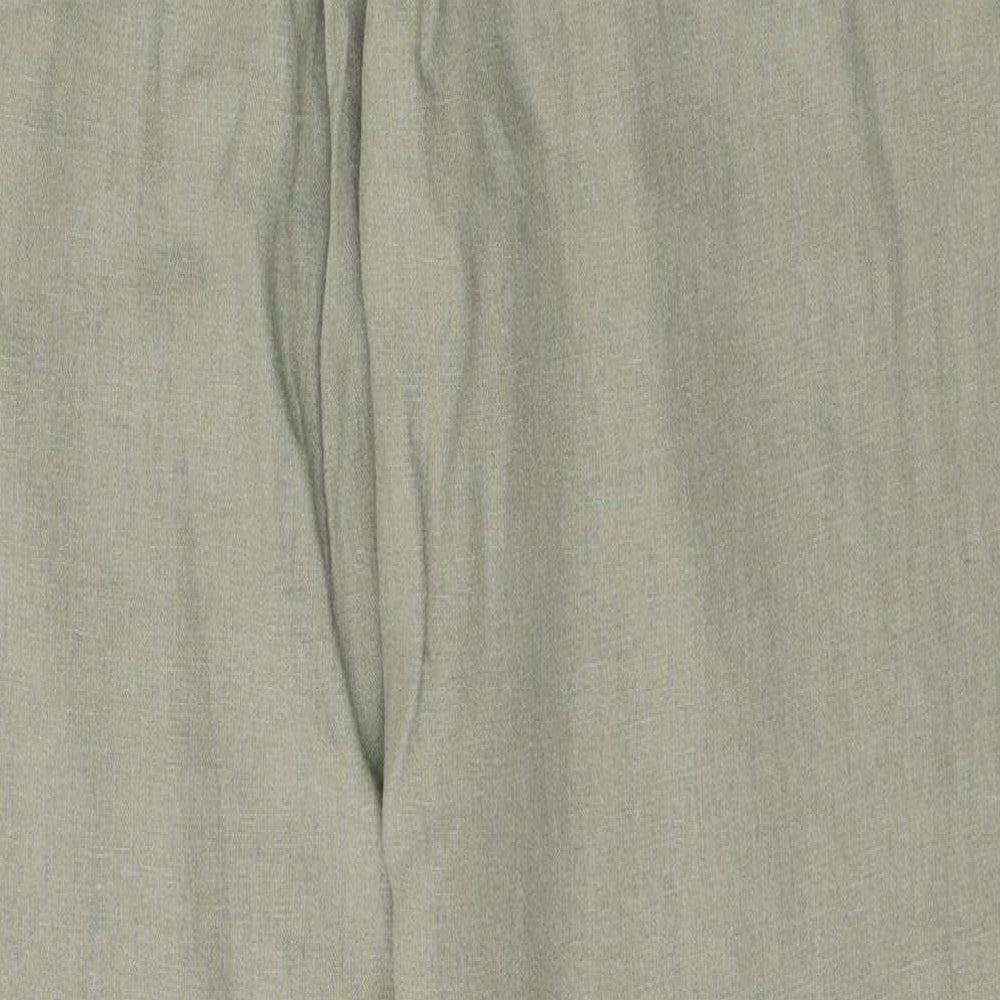 Primark Womens Green  Linen Trousers  Size 12 L28 in Regular Tie