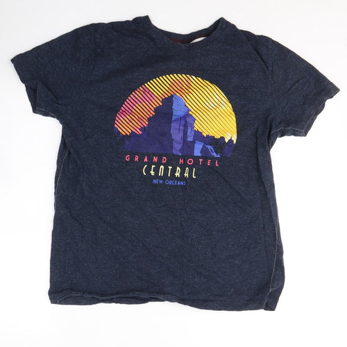 Dunnes Stores Mens Blue  Cotton  T-Shirt Size M Round Neck  - New Orleans