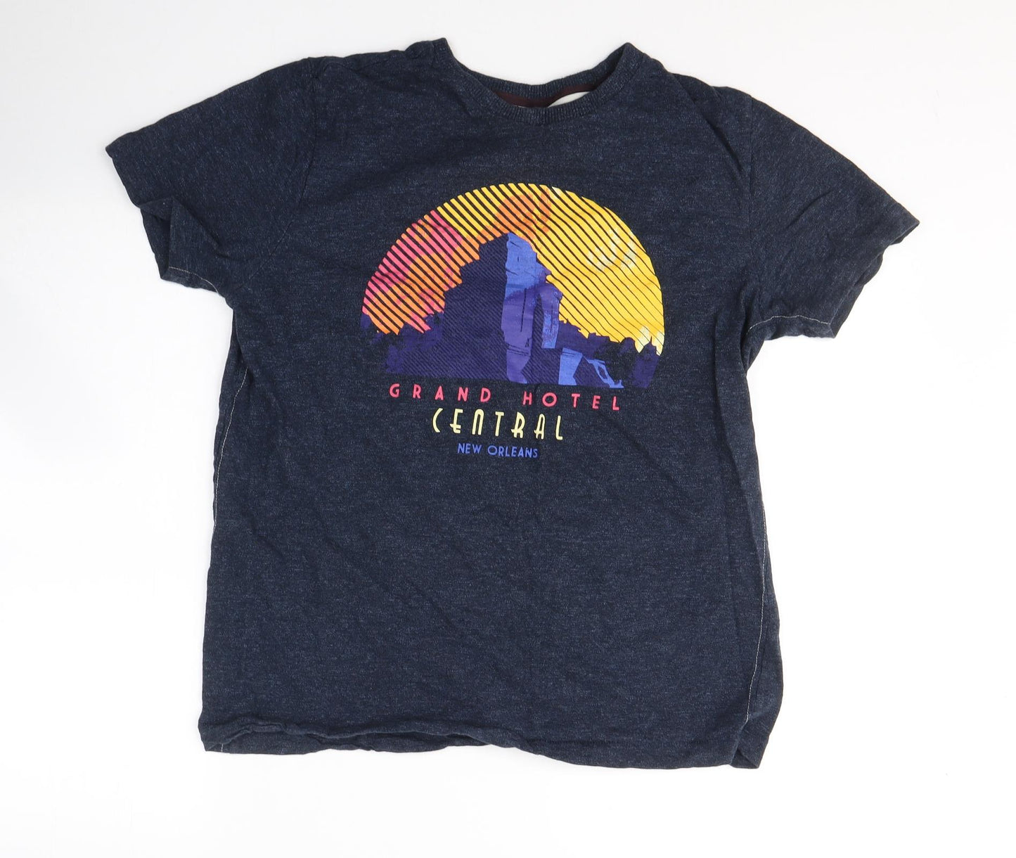 Dunnes Stores Mens Blue  Cotton  T-Shirt Size M Round Neck  - New Orleans