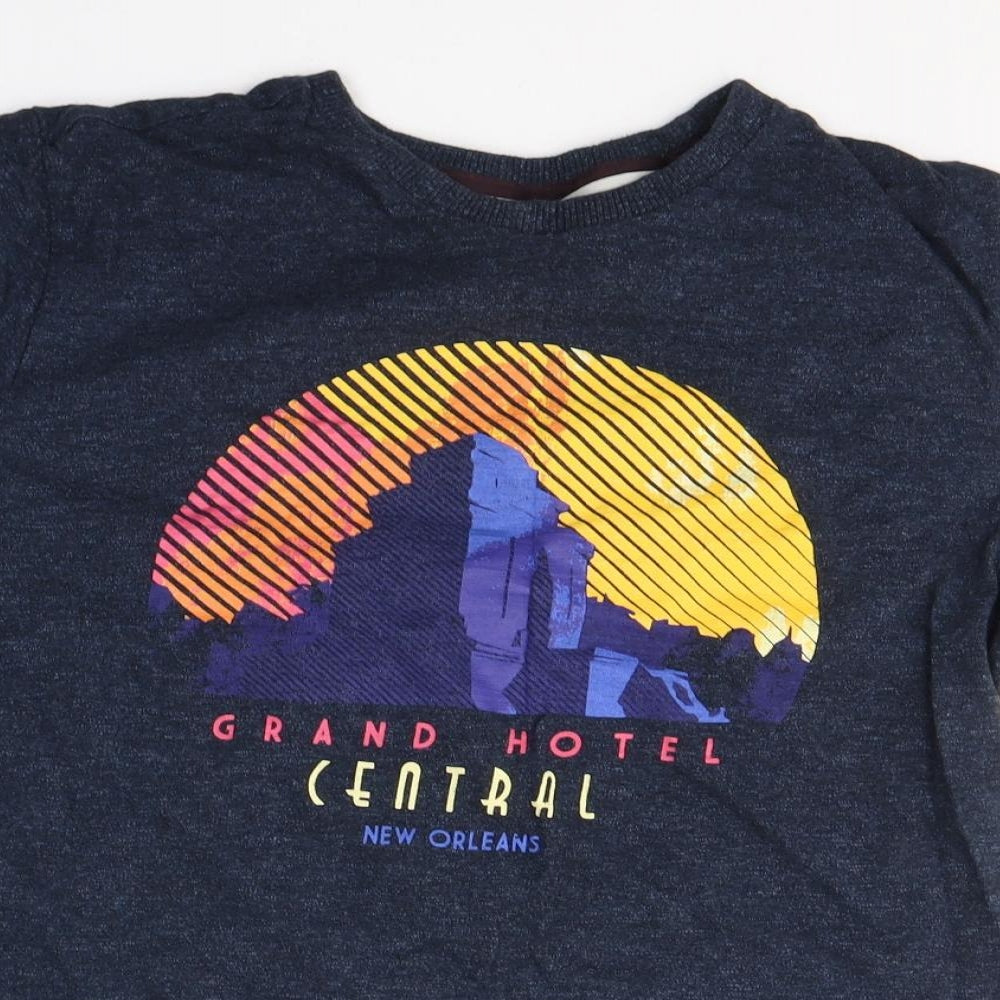Dunnes Stores Mens Blue  Cotton  T-Shirt Size M Round Neck  - New Orleans