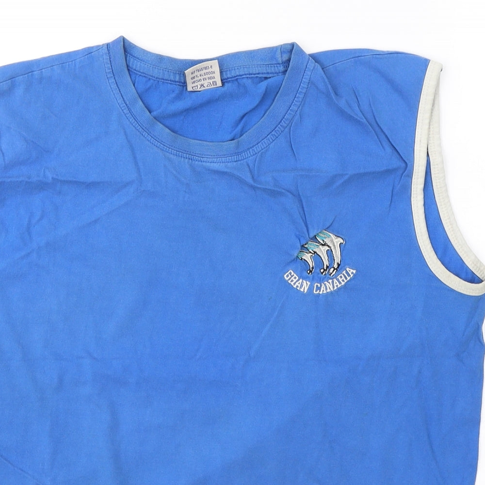 Adriani Mens Blue  Cotton  T-Shirt Size M Round Neck  - gran canaria