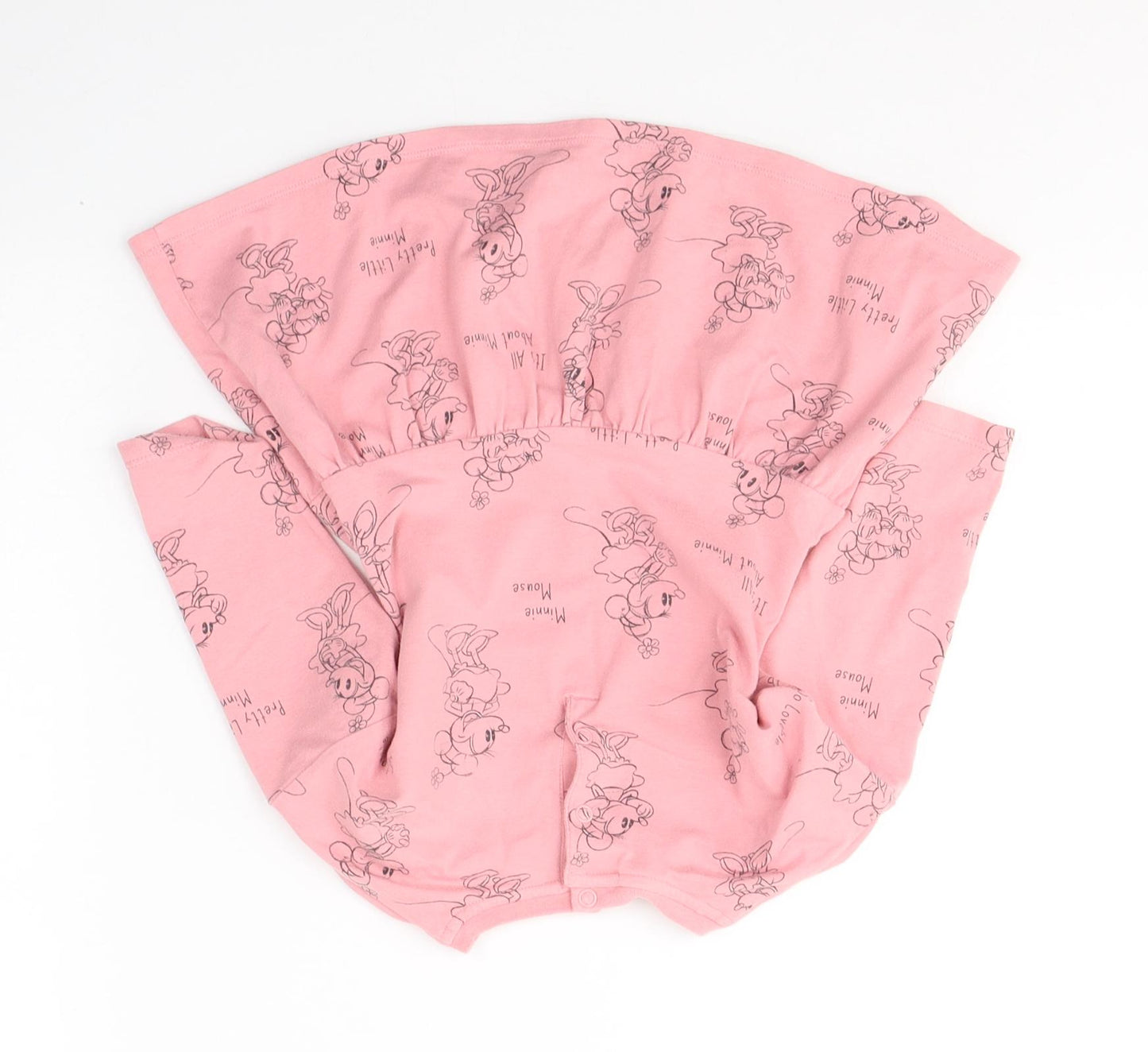 Disney Baby Girls Pink  Cotton Fit & Flare  Size 9-12 Months  Round Neck Button - Minnie mouse
