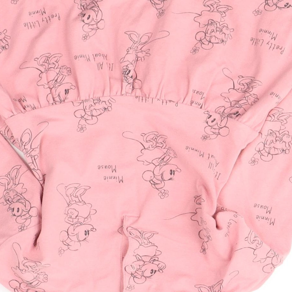 Disney Baby Girls Pink  Cotton Fit & Flare  Size 9-12 Months  Round Neck Button - Minnie mouse