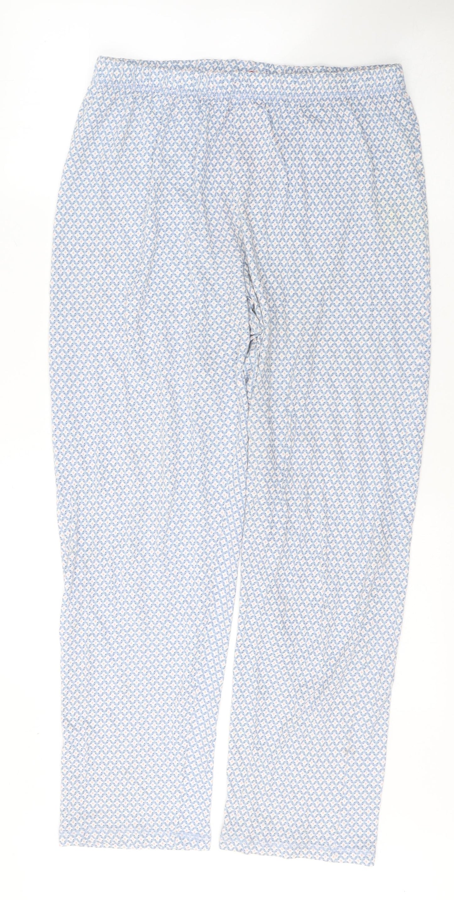 Dunnes Stores Womens Blue Geometric Cotton Capri Lounge Pants Size M