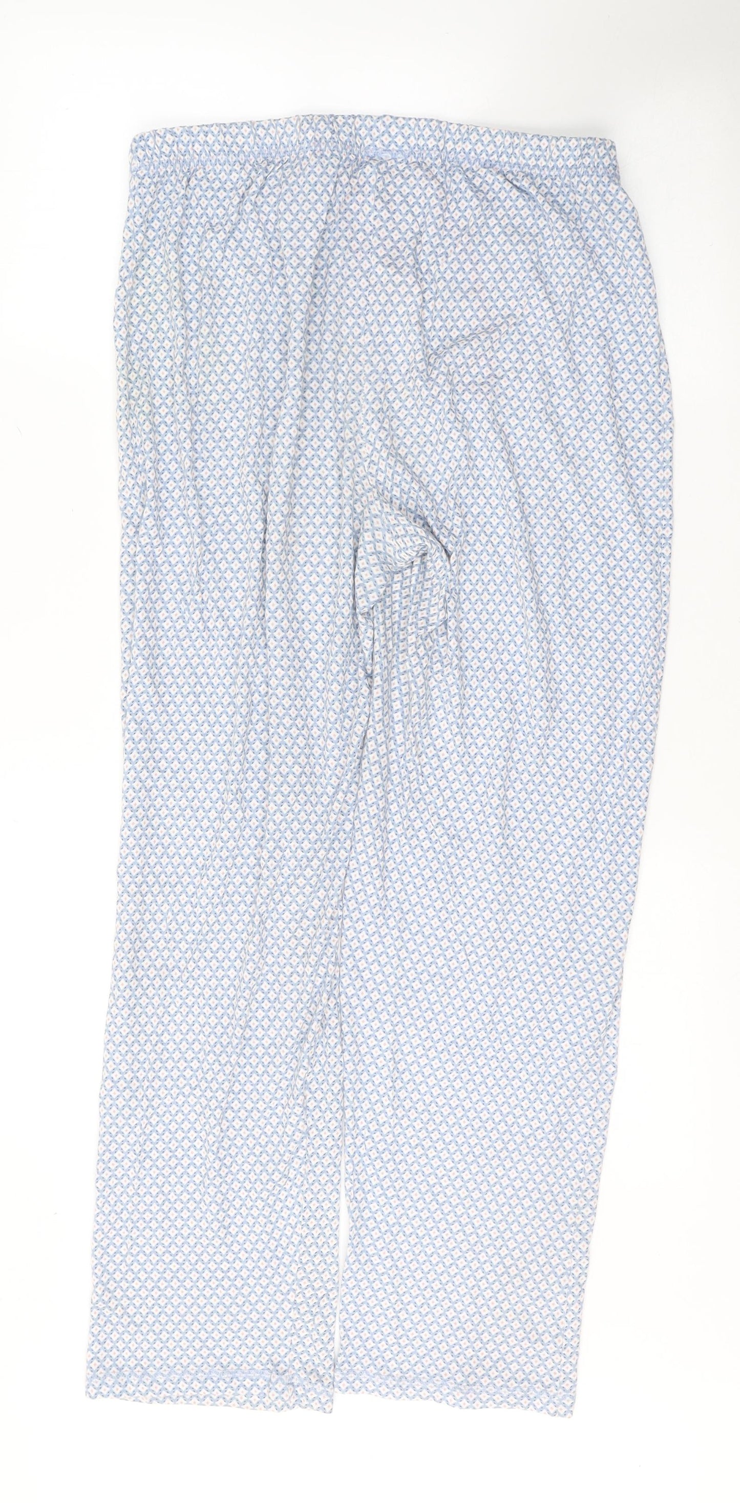 Dunnes Stores Womens Blue Geometric Cotton Capri Lounge Pants Size M
