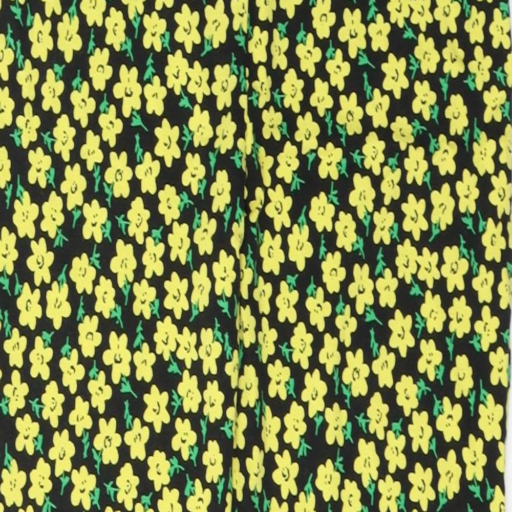 ASOS Womens Black Floral Cotton Trousers  Size 12 L32 in Regular