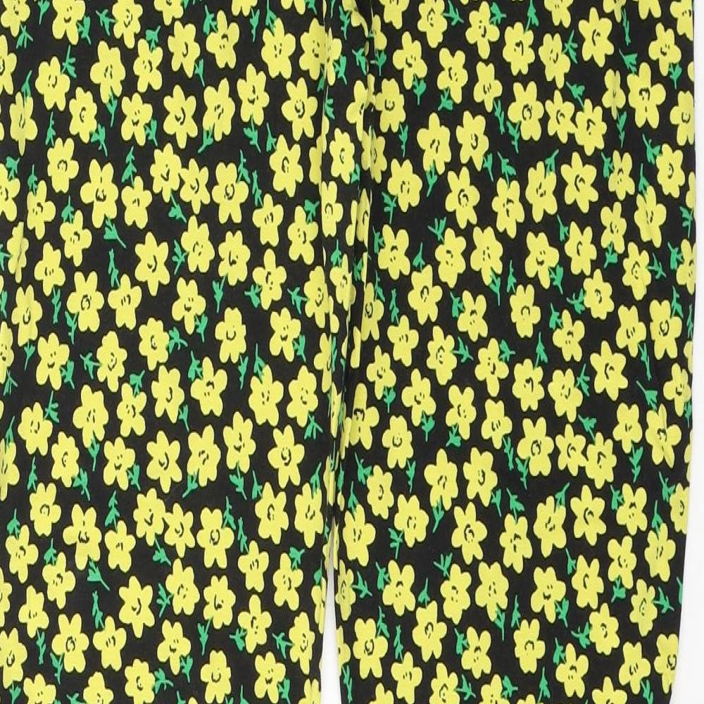 ASOS Womens Black Floral Cotton Trousers  Size 12 L32 in Regular