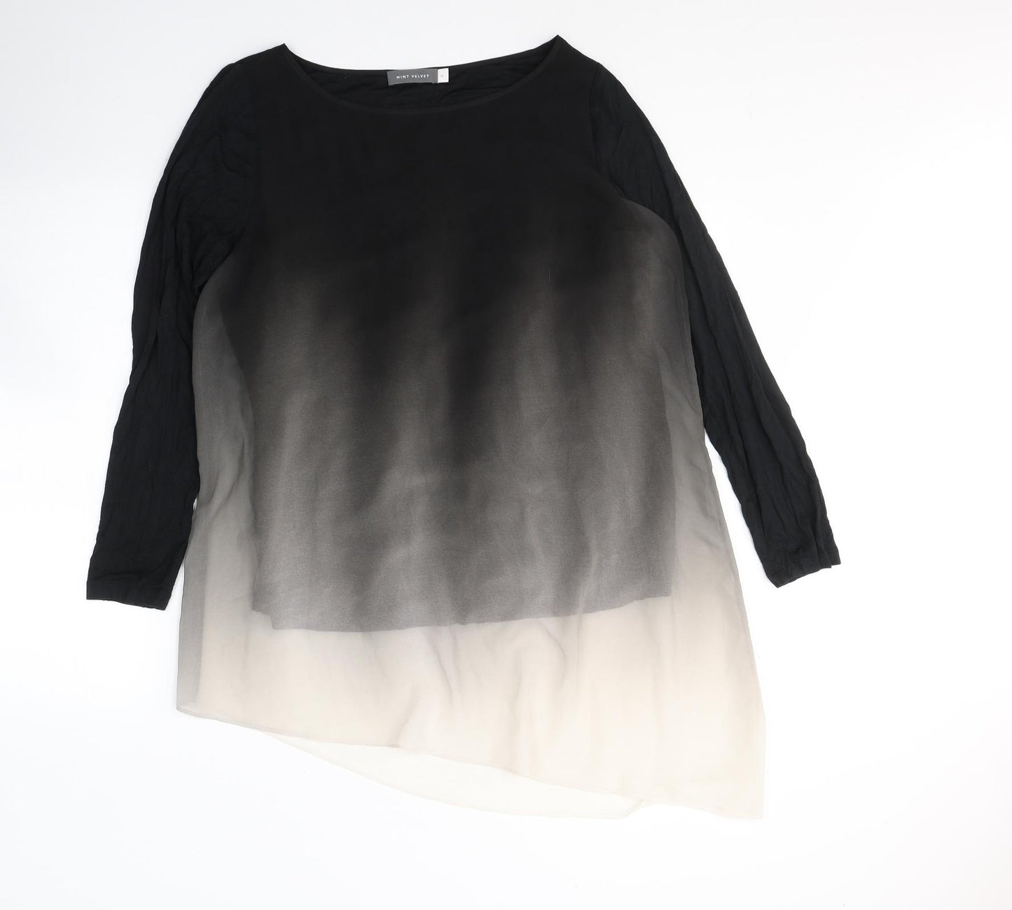 Mint Velvet Womens Black Colourblock Polyester Basic Blouse Size 16 Round Neck