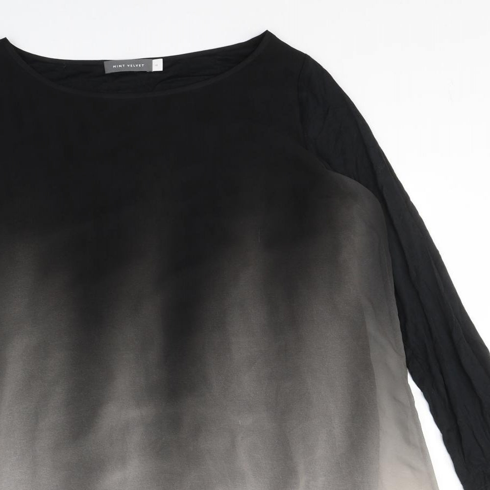 Mint Velvet Womens Black Colourblock Polyester Basic Blouse Size 16 Round Neck
