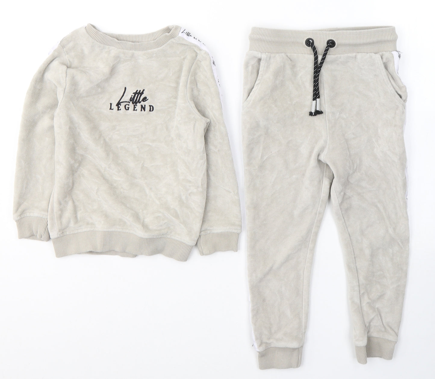 George Boys Beige  Polyester Sweatpants Trousers Size 3-4 Years  Regular Pullover - Little dude Set