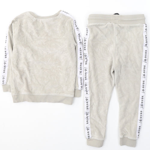 George Boys Beige  Polyester Sweatpants Trousers Size 3-4 Years  Regular Pullover - Little dude Set