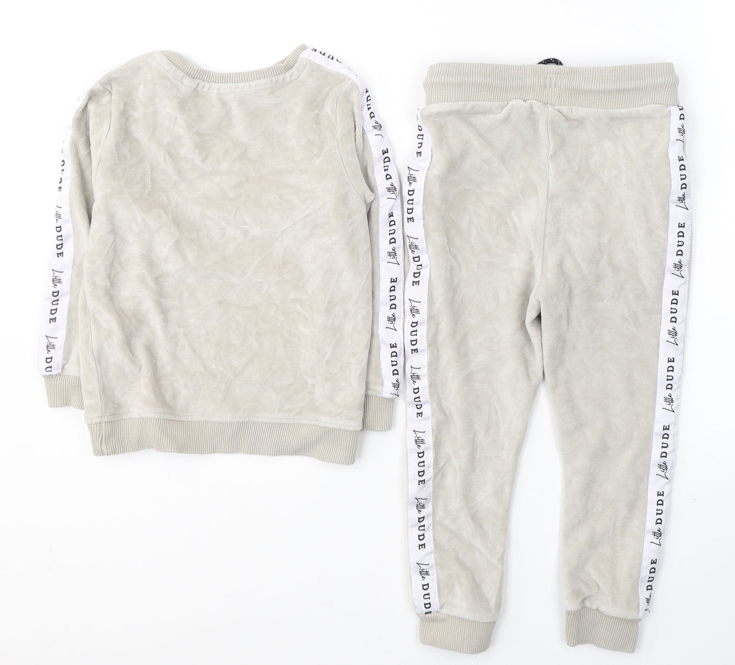 George Boys Beige  Polyester Sweatpants Trousers Size 3-4 Years  Regular Pullover - Little dude Set