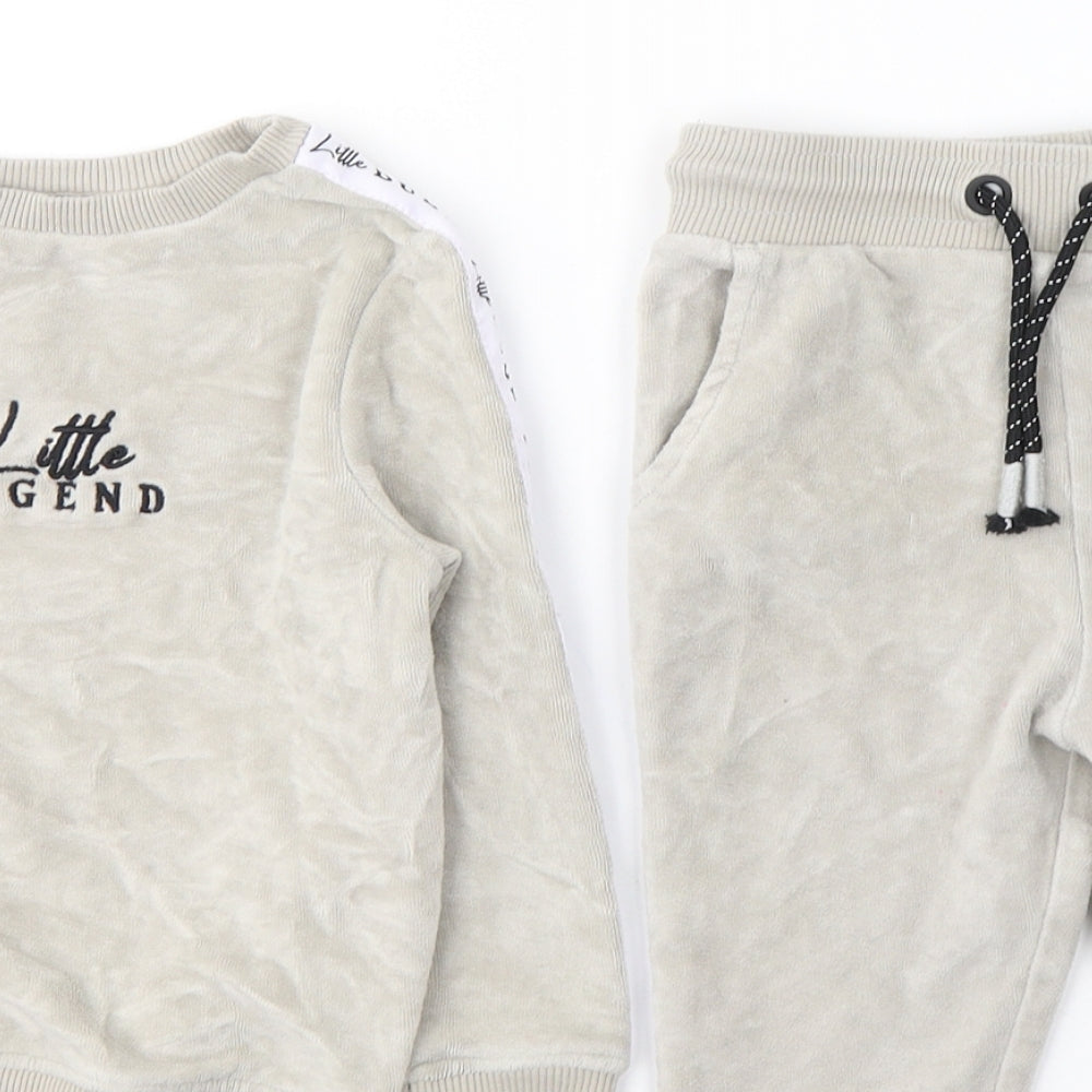 George Boys Beige  Polyester Sweatpants Trousers Size 3-4 Years  Regular Pullover - Little dude Set