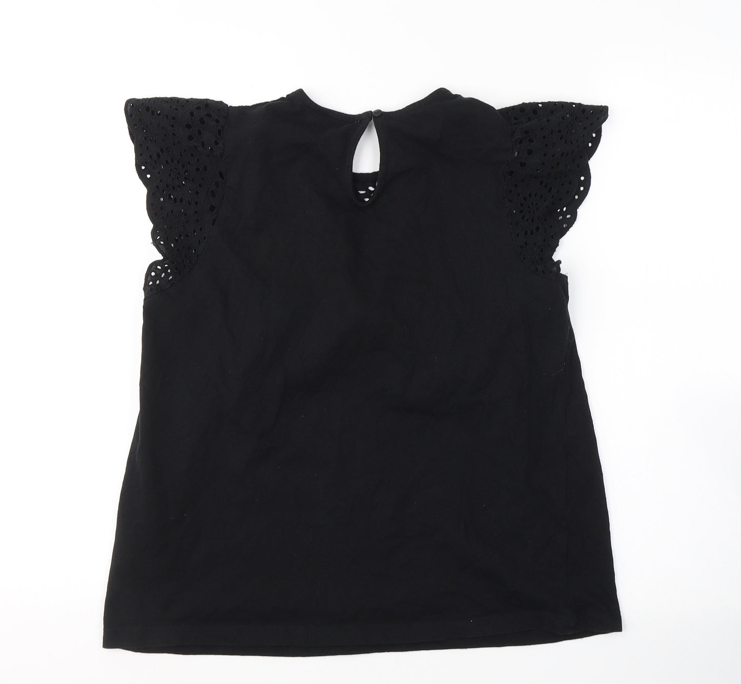 Papaya Womens Black  Cotton Basic T-Shirt Size 12 Round Neck