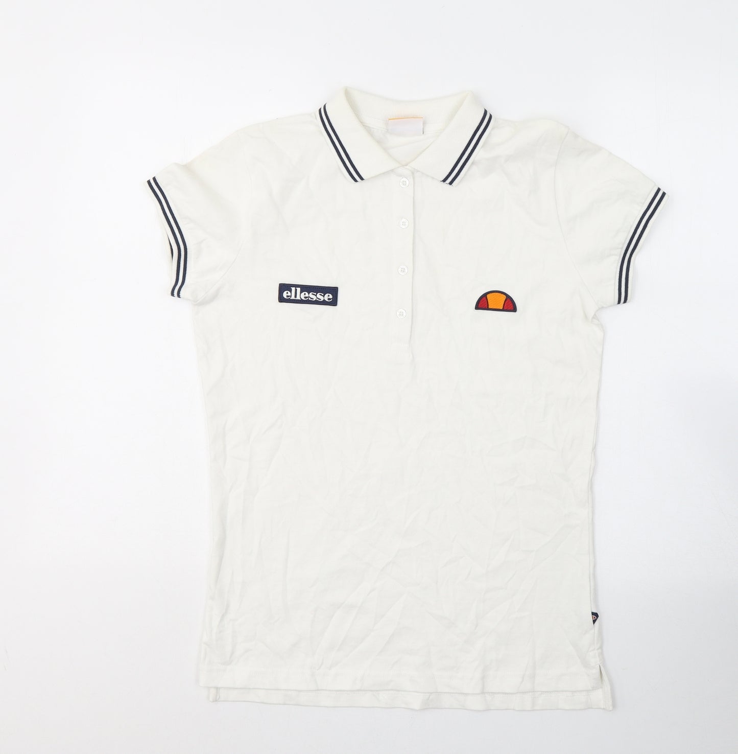 ellesse Womens White  Cotton Jersey Polo Size S Collared