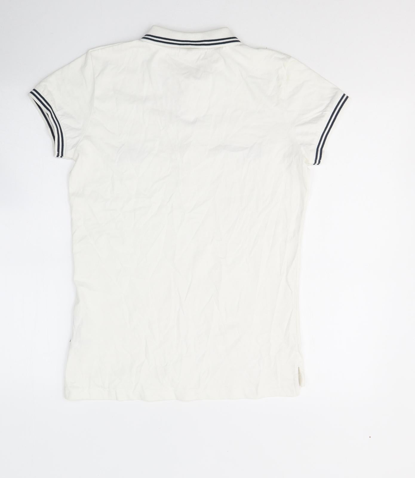ellesse Womens White  Cotton Jersey Polo Size S Collared