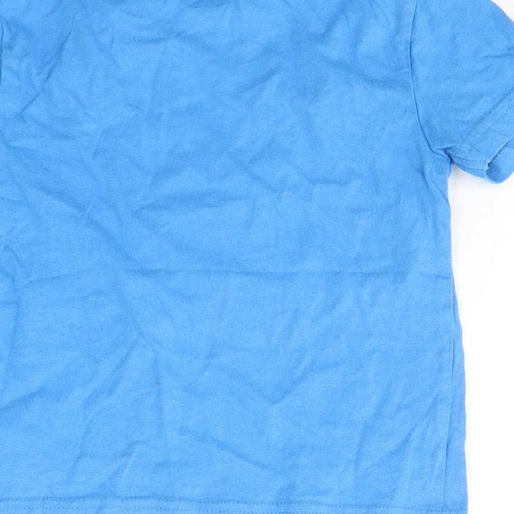JEFF&CO Boys Blue  Cotton Basic T-Shirt Size 3-4 Years Round Neck Pullover - space fun