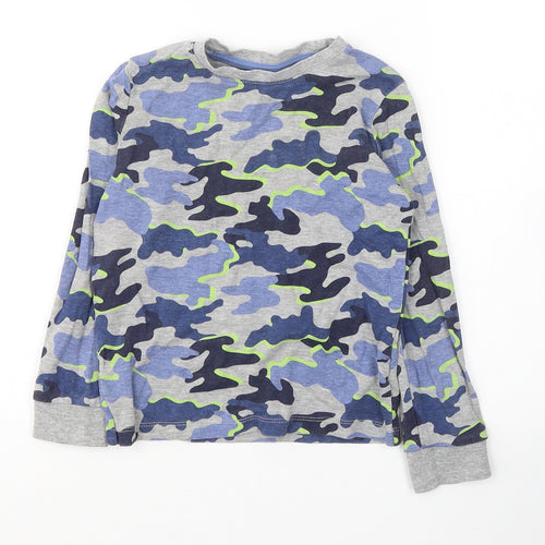 F&F Boys Grey Camouflage Cotton  Nightshirt Size 5-6 Years  Pullover