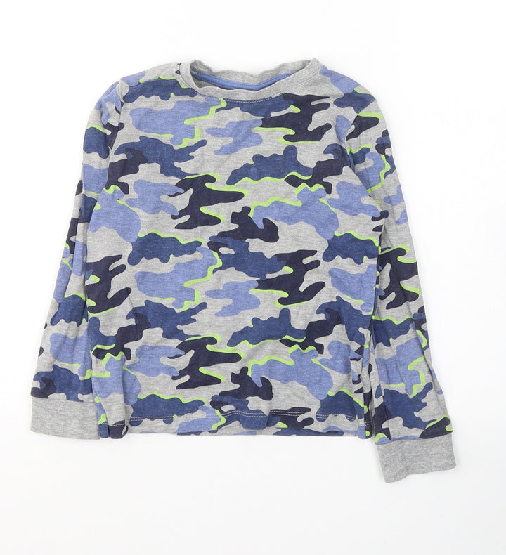 F&F Boys Grey Camouflage Cotton Nightshirt Size 5-6 Years Pullover
