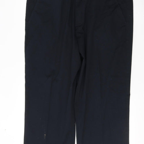 Debenhams Mens Blue  Cotton Trousers  Size 38 in L26 in Regular Button