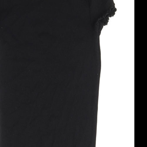 New Look Womens Black  Cotton Basic T-Shirt Size 12 Round Neck