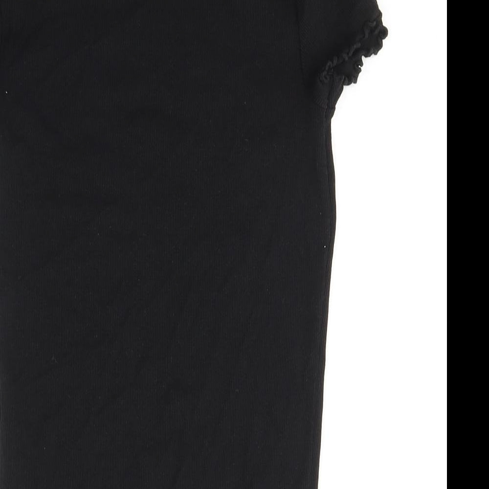 New Look Womens Black  Cotton Basic T-Shirt Size 12 Round Neck