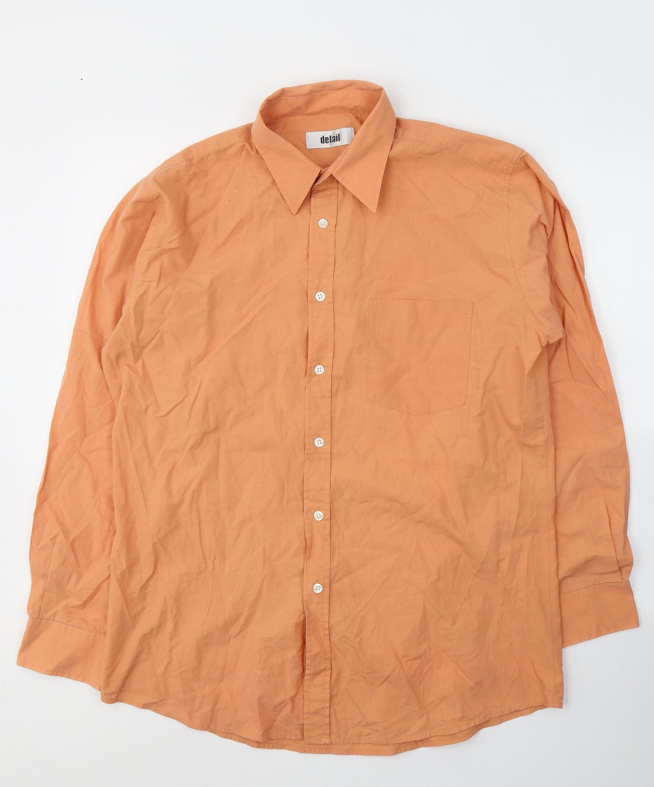 Detail Mens Orange  Cotton  Button-Up Size 15.5 Collared Button