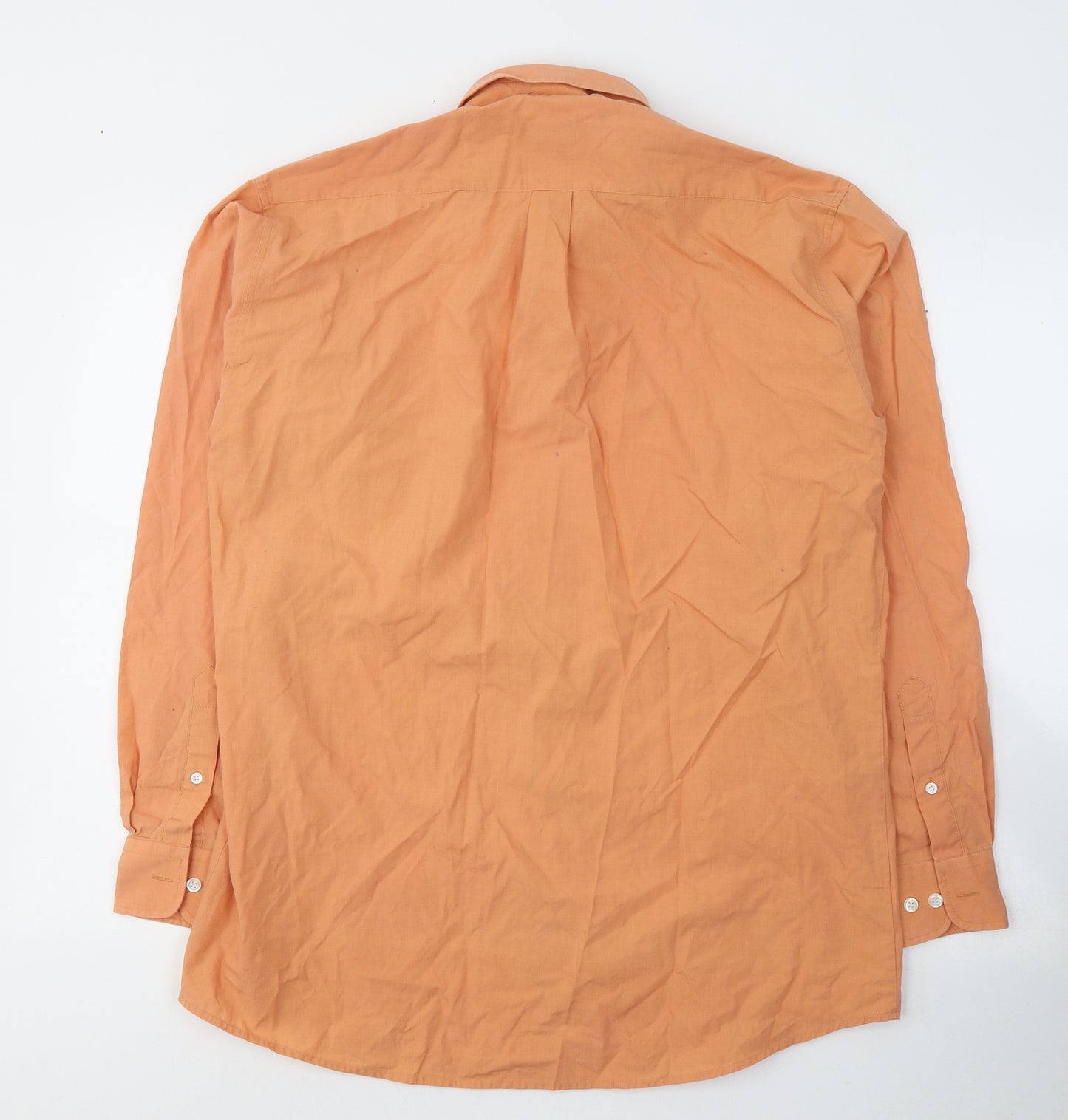 Detail Mens Orange  Cotton  Button-Up Size 15.5 Collared Button
