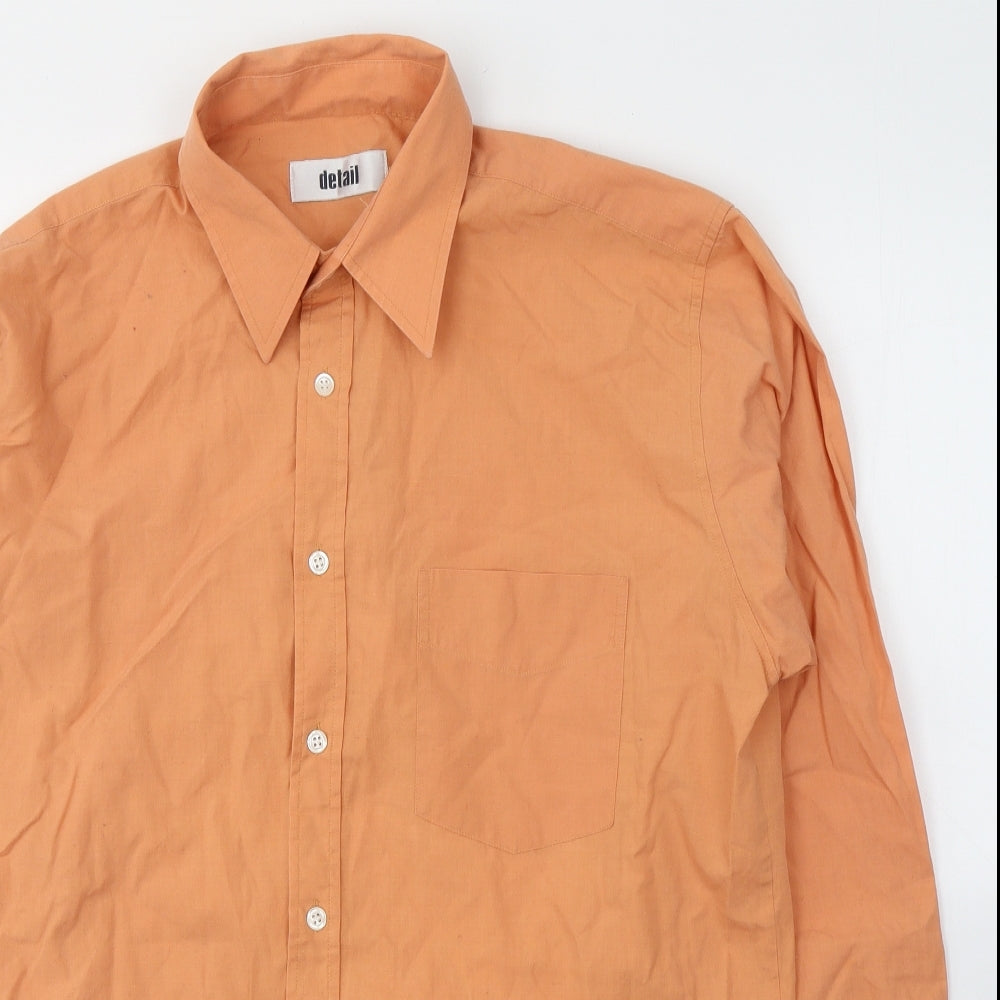 Detail Mens Orange  Cotton  Button-Up Size 15.5 Collared Button