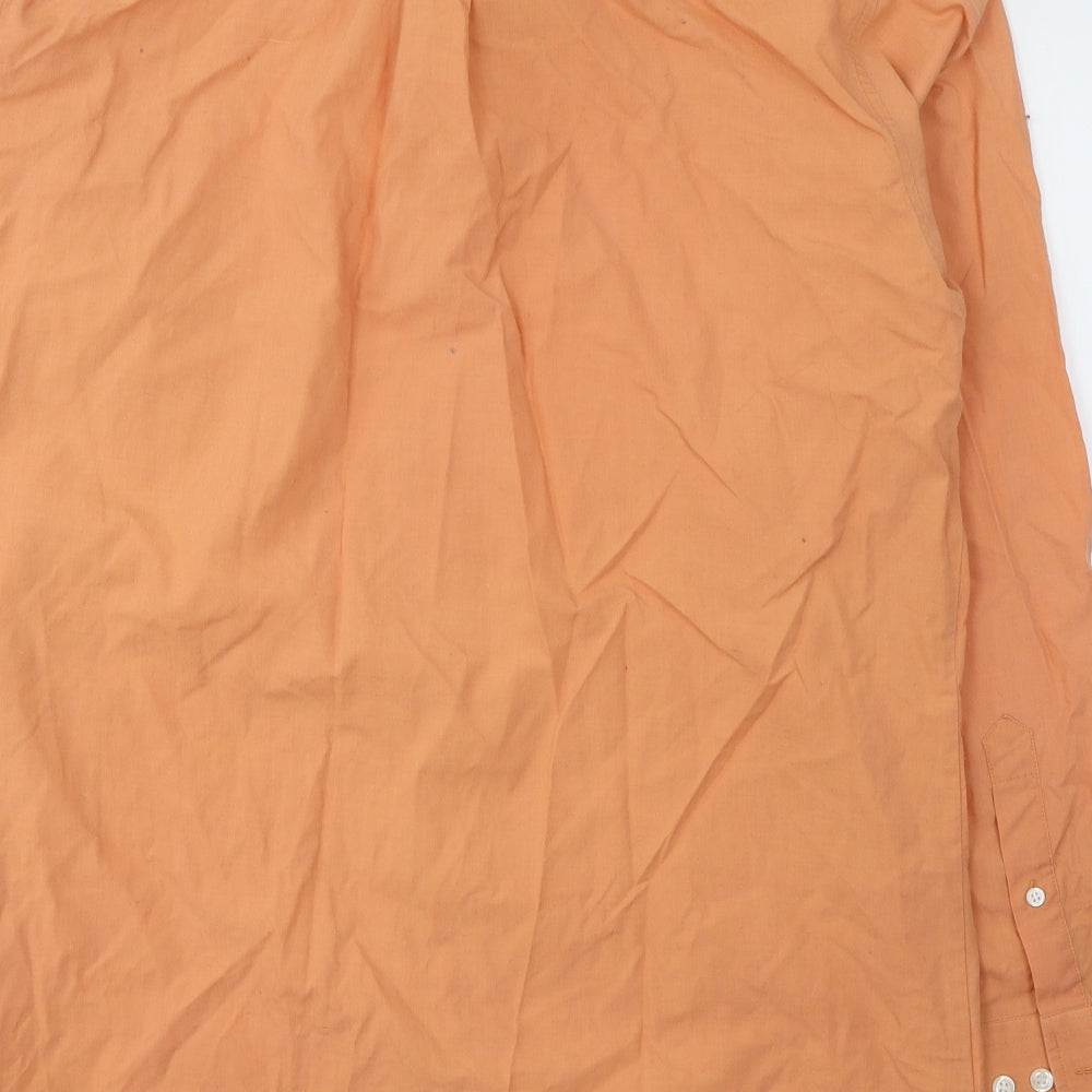 Detail Mens Orange  Cotton  Button-Up Size 15.5 Collared Button