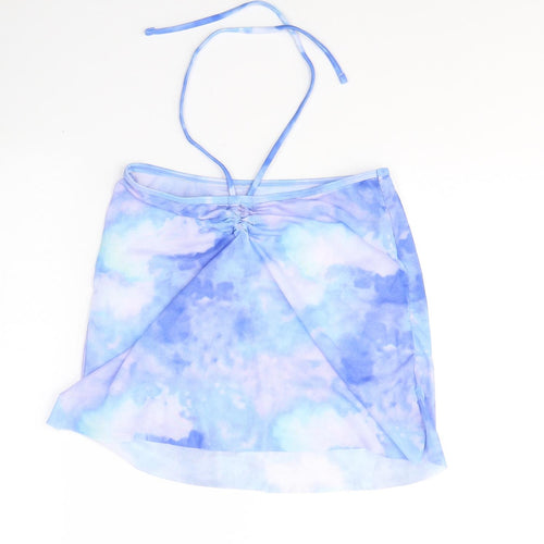 Preworn Womens Blue  Polyester Cropped Tank Size S Halter