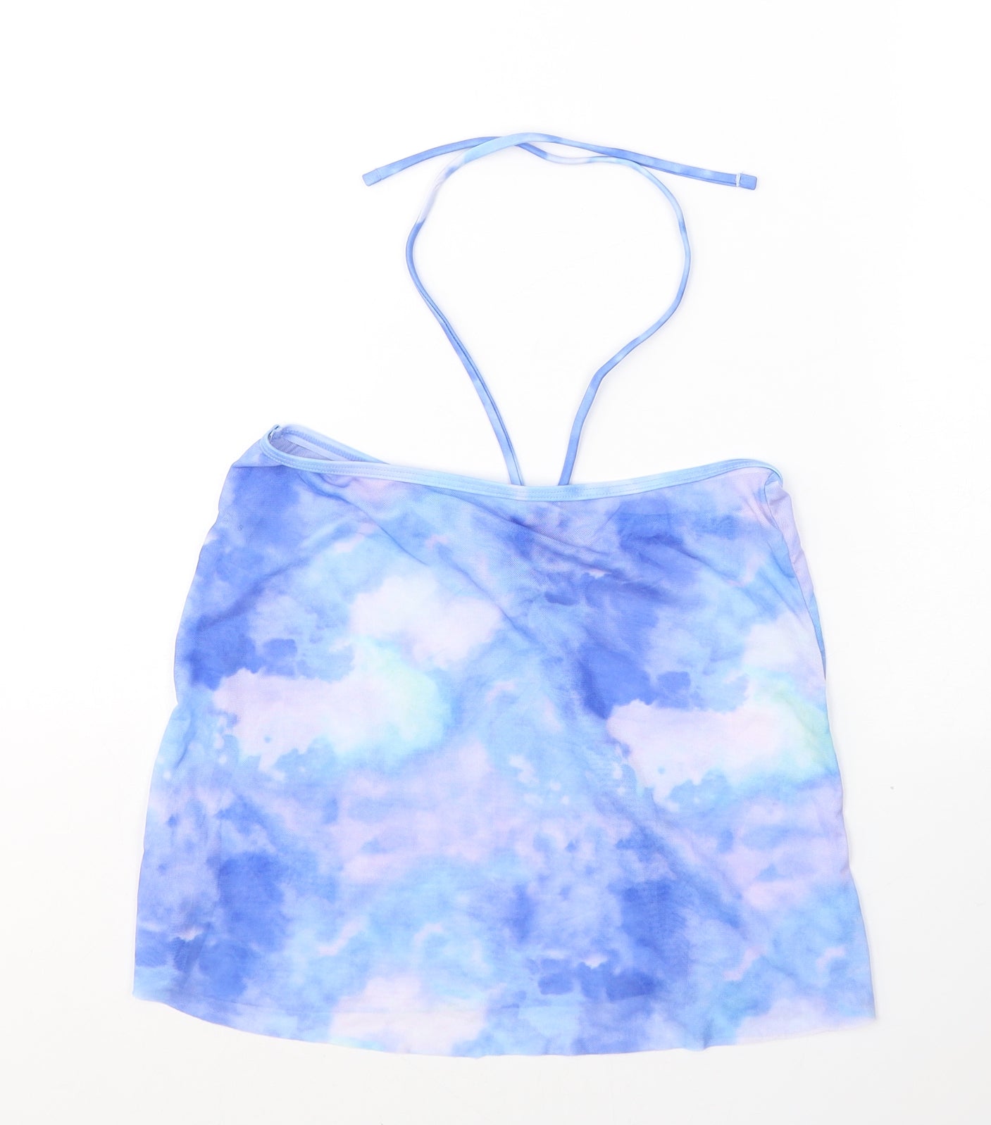 Preworn Womens Blue  Polyester Cropped Tank Size S Halter