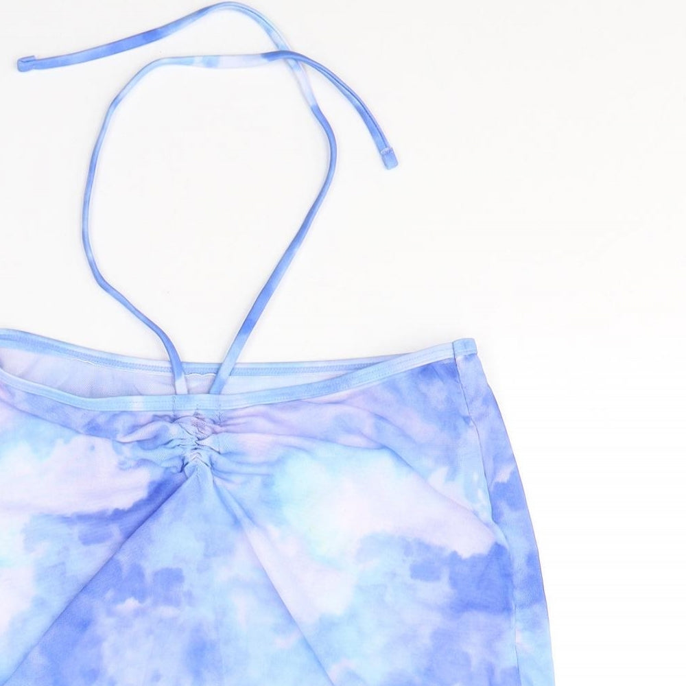 Preworn Womens Blue  Polyester Cropped Tank Size S Halter