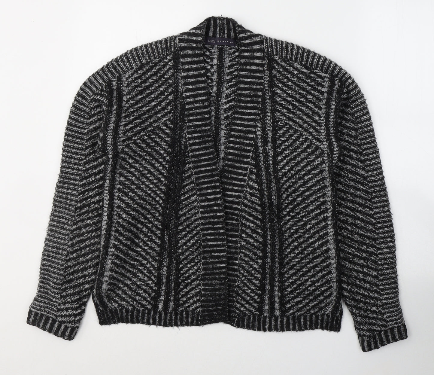 Marks and Spencer Womens Black V-Neck  Acrylic Cardigan Jumper Size 14