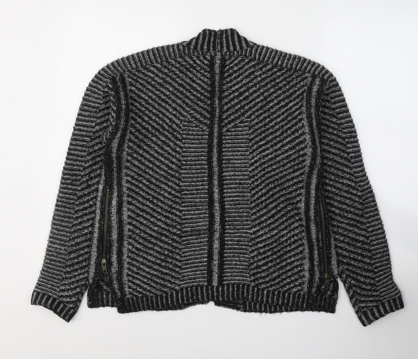 Marks and Spencer Womens Black V-Neck  Acrylic Cardigan Jumper Size 14