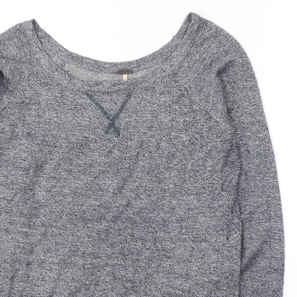 Poof Womens Blue Boat Neck  Acrylic Pullover Jumper Size S
