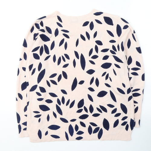 Marks and Spencer Womens Pink Round Neck Geometric Acrylic Pullover Jumper Size 14