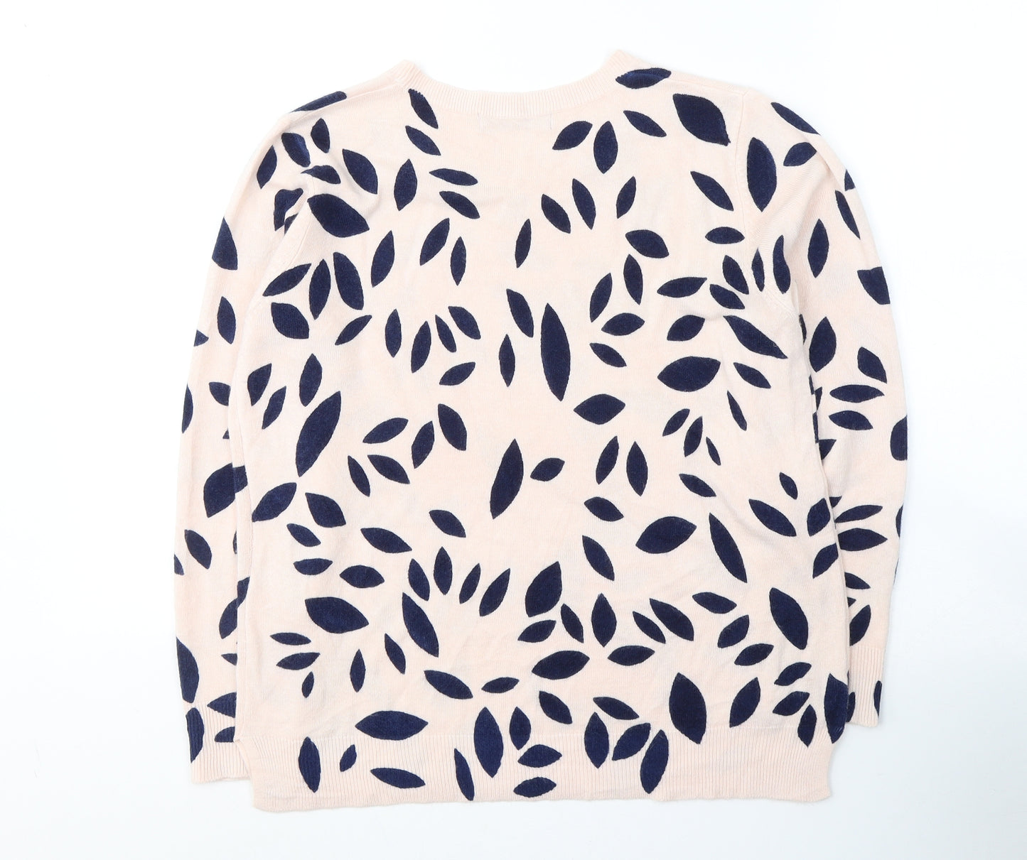 Marks and Spencer Womens Pink Round Neck Geometric Acrylic Pullover Jumper Size 14
