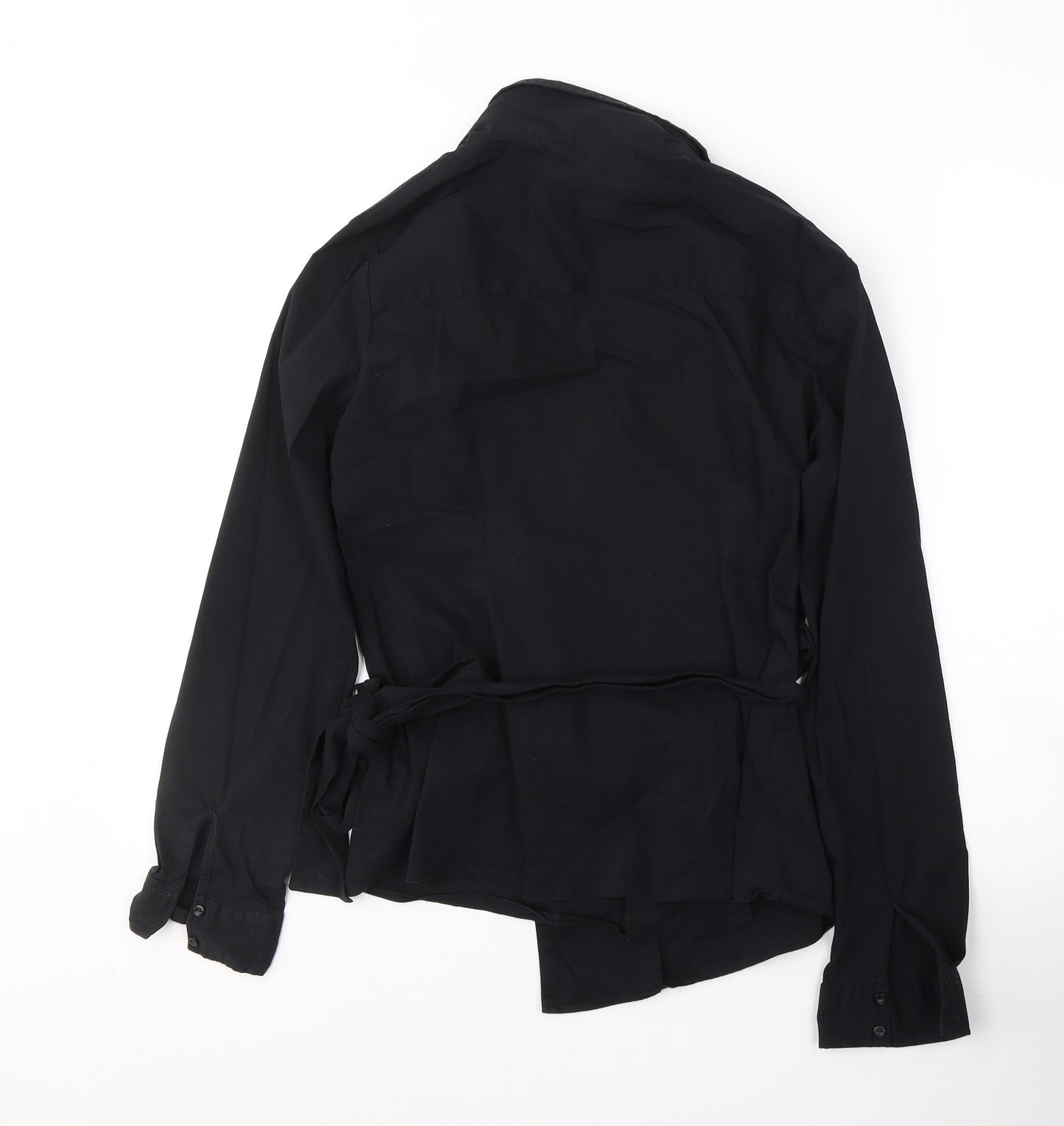 NEXT Womens Black  Cotton Wrap Blouse Size 14 V-Neck