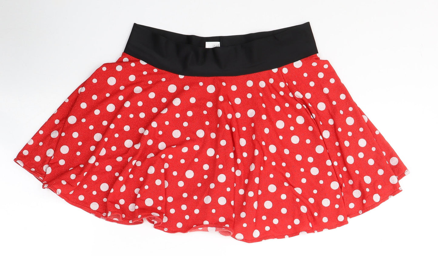 Sparkle skirts Womens Red Polka Dot Polyester Swing Skirt Size L