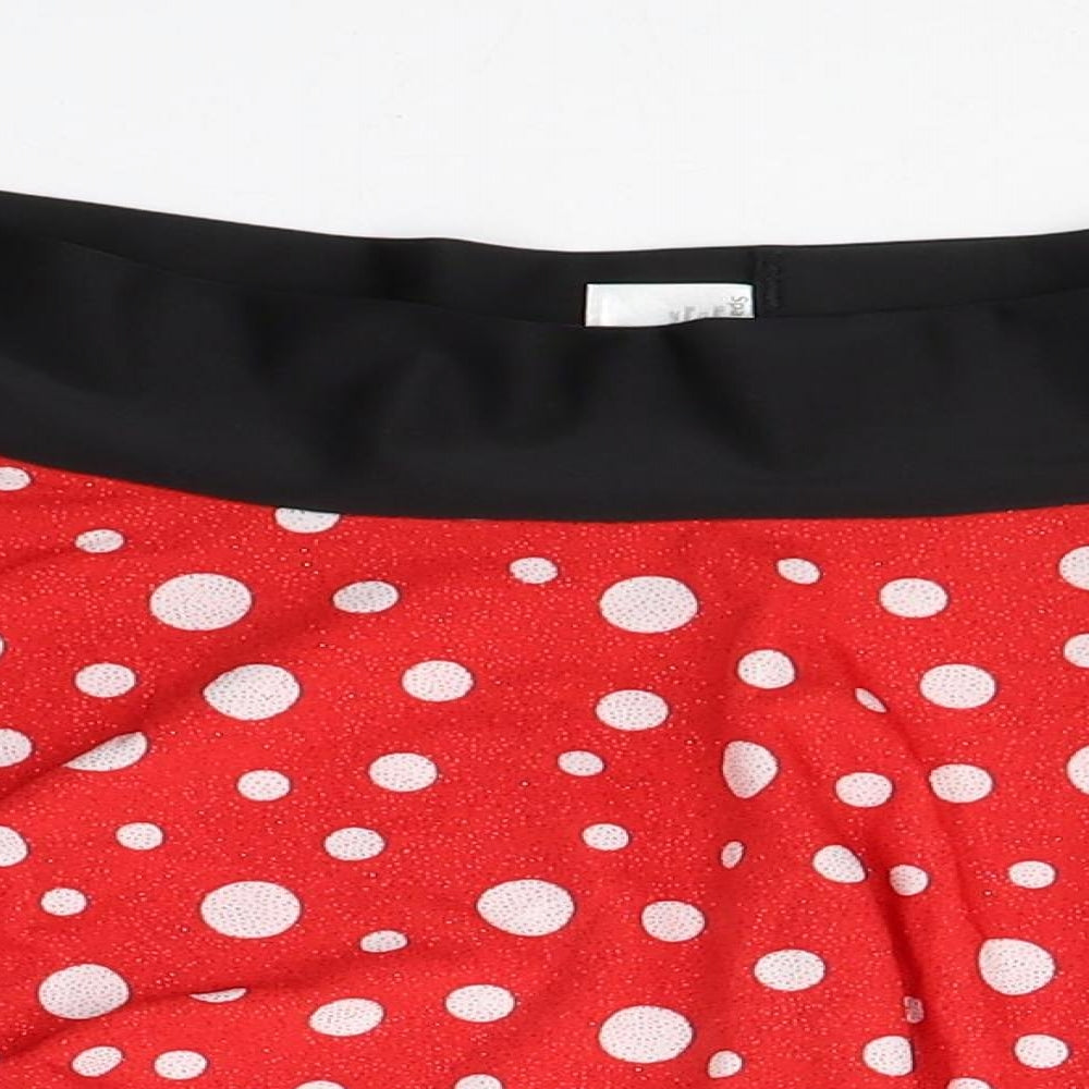 Sparkle skirts Womens Red Polka Dot Polyester Swing Skirt Size L