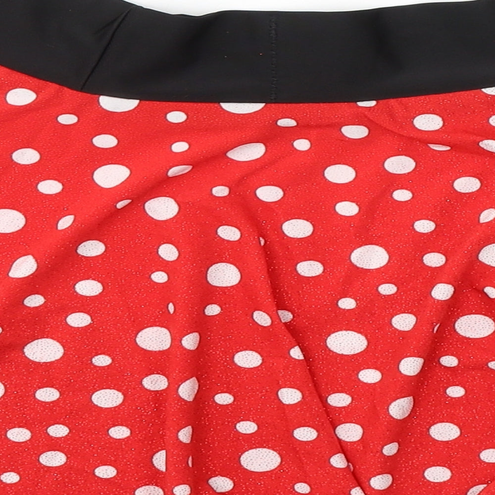 Sparkle skirts Womens Red Polka Dot Polyester Swing Skirt Size L