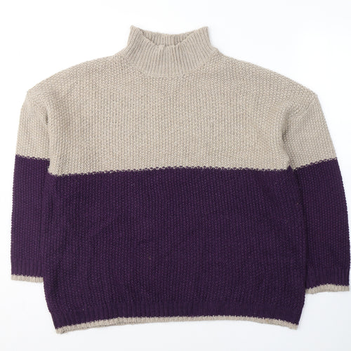 Pep&Co Womens Purple High Neck  Acrylic Pullover Jumper Size XL