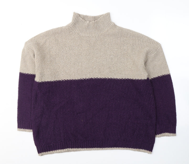 Pep&Co Womens Purple High Neck  Acrylic Pullover Jumper Size XL