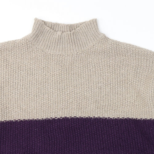Pep&Co Womens Purple High Neck  Acrylic Pullover Jumper Size XL