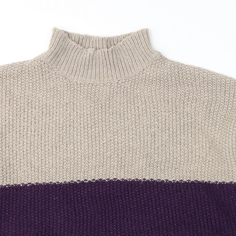 Pep&Co Womens Purple High Neck  Acrylic Pullover Jumper Size XL