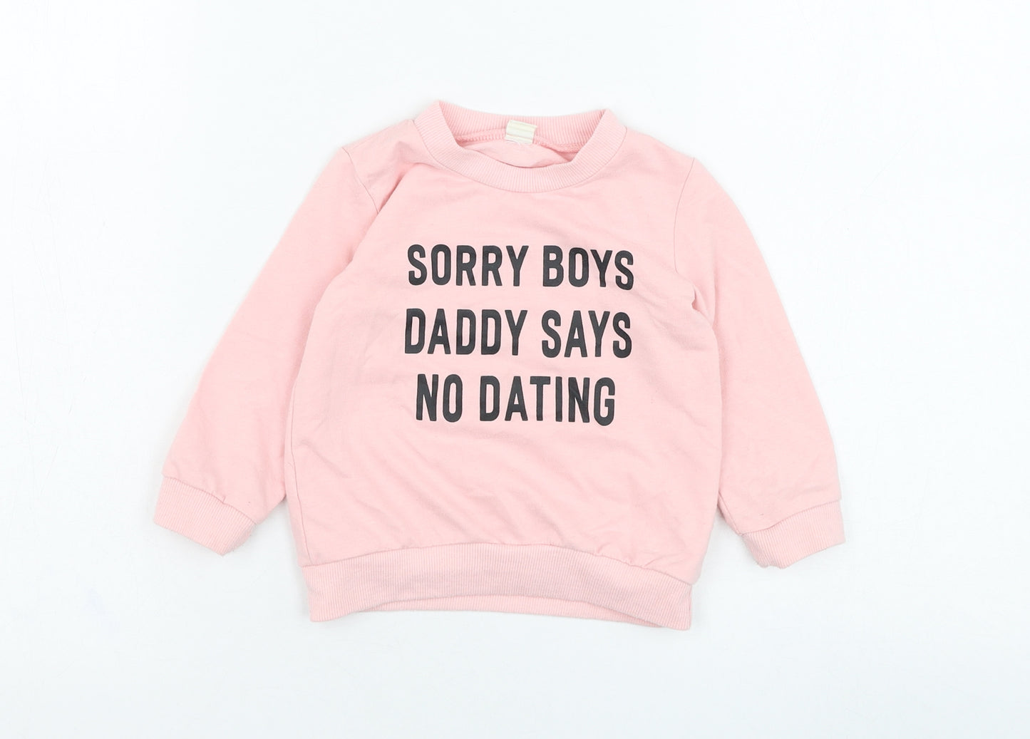 Preworn Girls Pink  Cotton Pullover Sweatshirt Size 3-4 Years  Pullover - Slogan