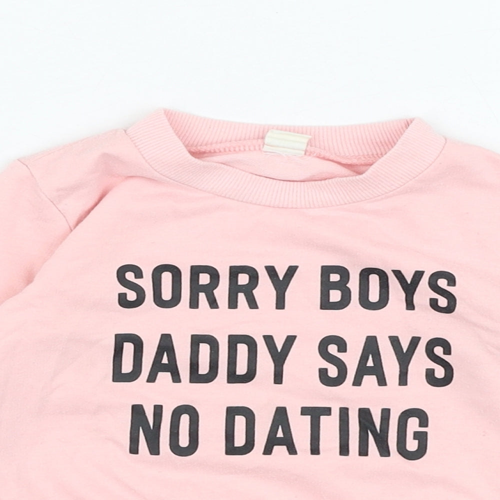 Preworn Girls Pink  Cotton Pullover Sweatshirt Size 3-4 Years  Pullover - Slogan
