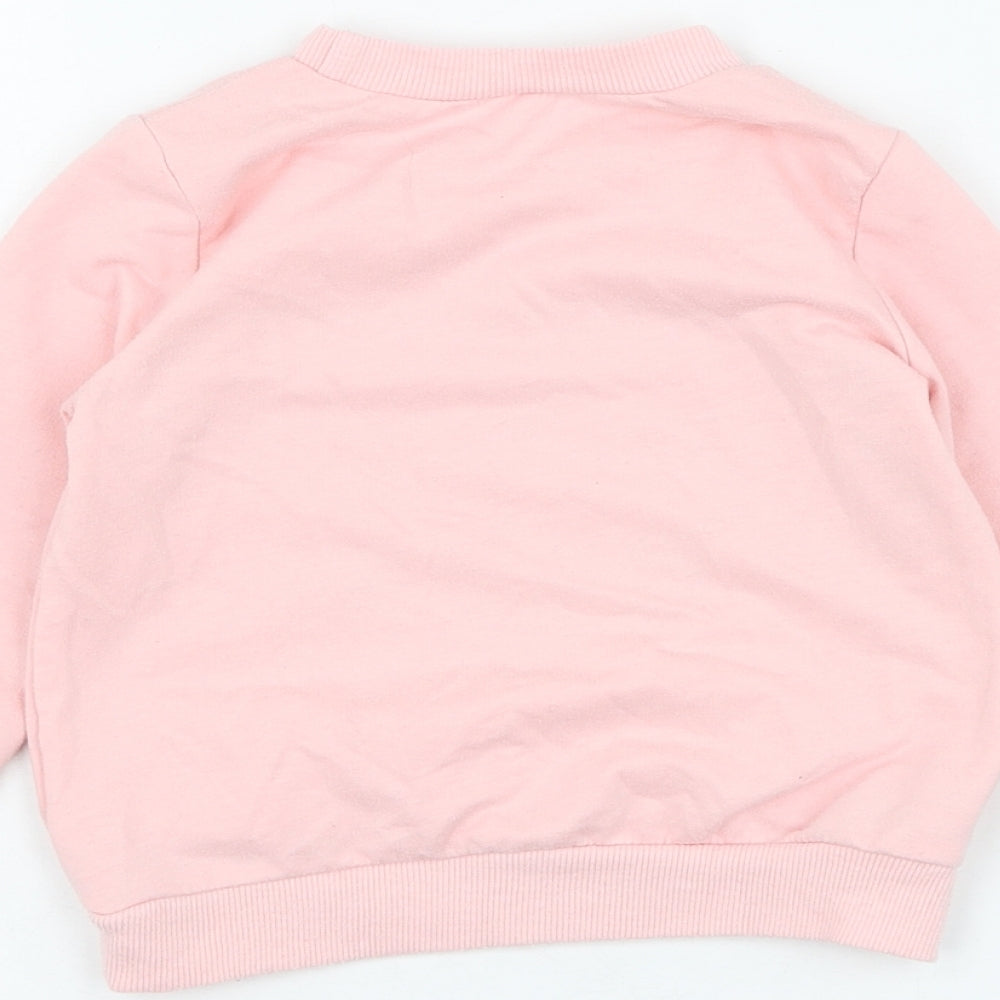 Preworn Girls Pink  Cotton Pullover Sweatshirt Size 3-4 Years  Pullover - Slogan
