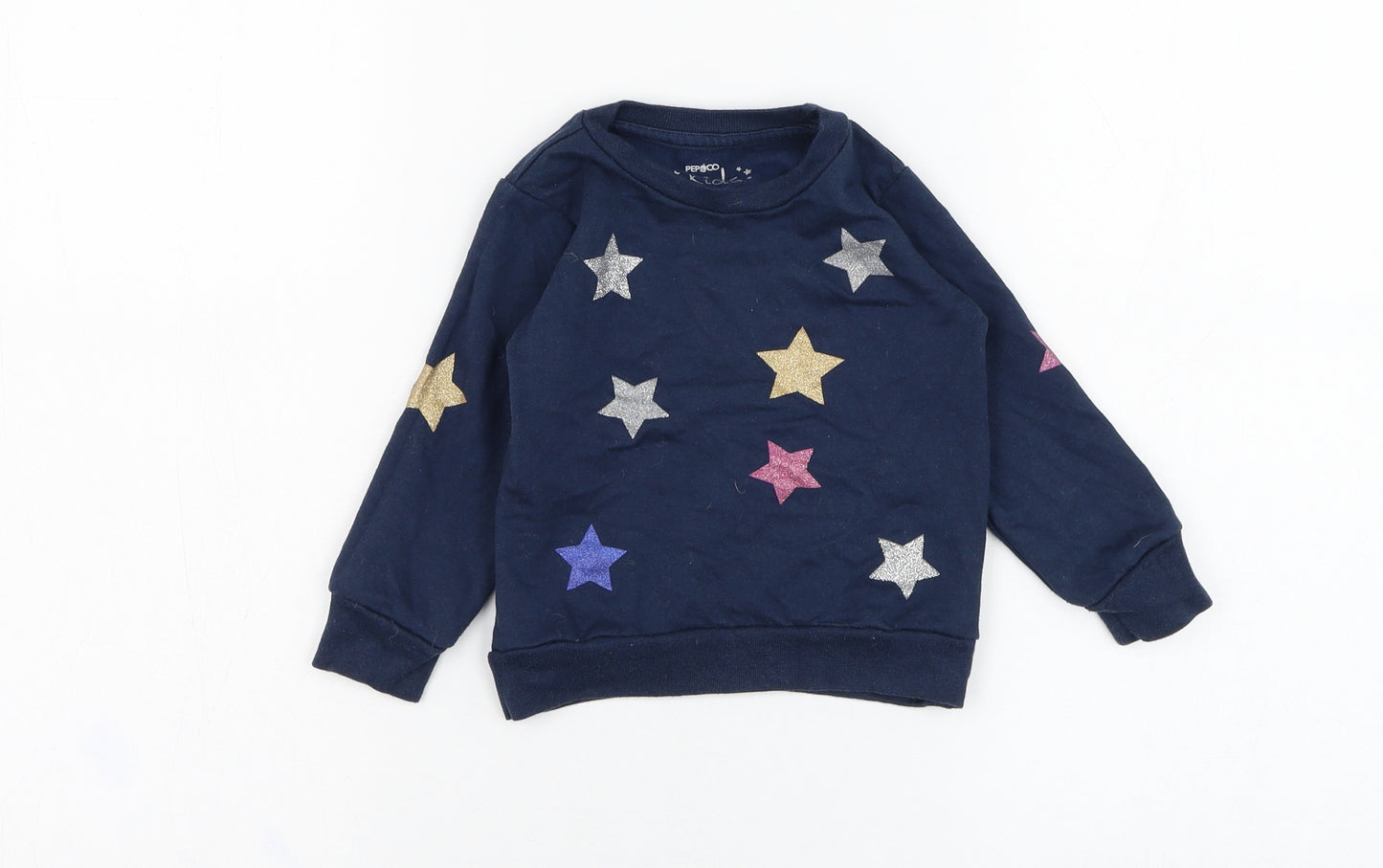 Pep&co Girls Blue  Cotton Pullover Jumper Size 12-18 Months  Pullover - Star